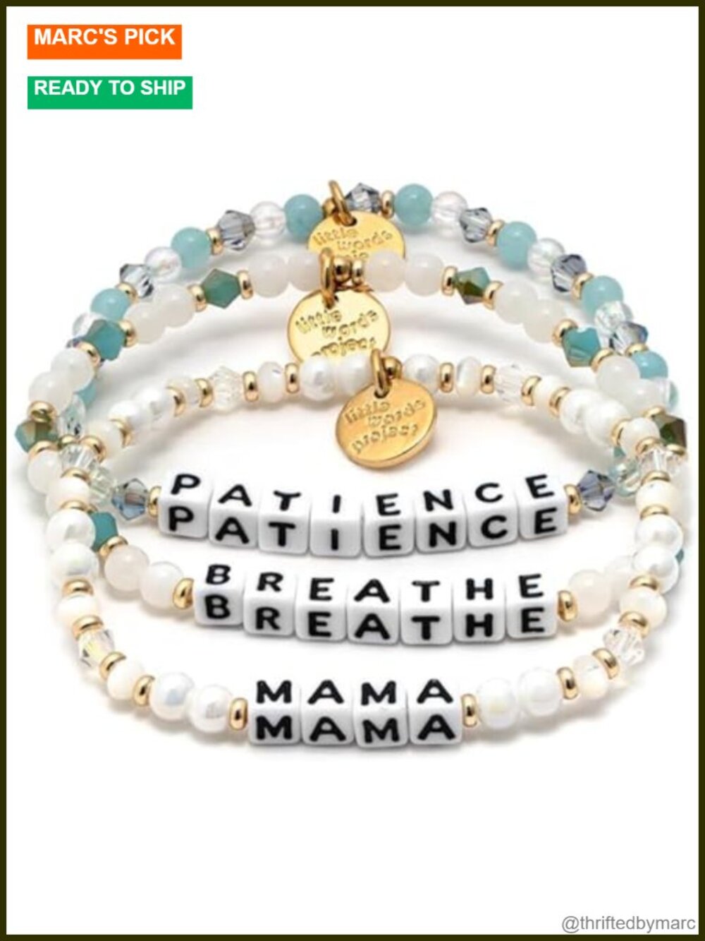 Set of 3 Beaded Stretch Bracelets with Gold Plated Brass Hardware